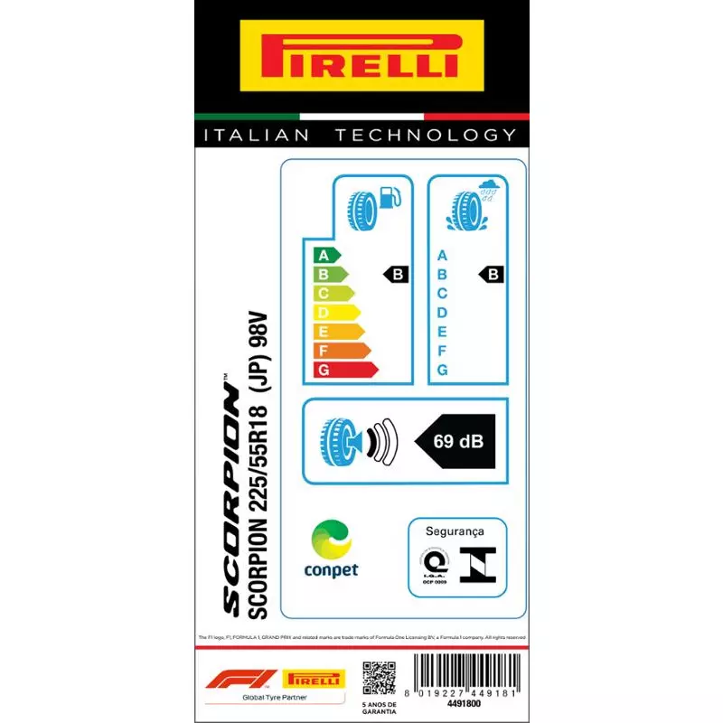Pneu 225/55R18 Scorpion 98V (Jp) Aro 18 Pirelli