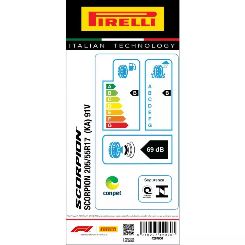 Pneu 205/55R17 Scorpion 91V (Ka) Aro 17 Pirelli