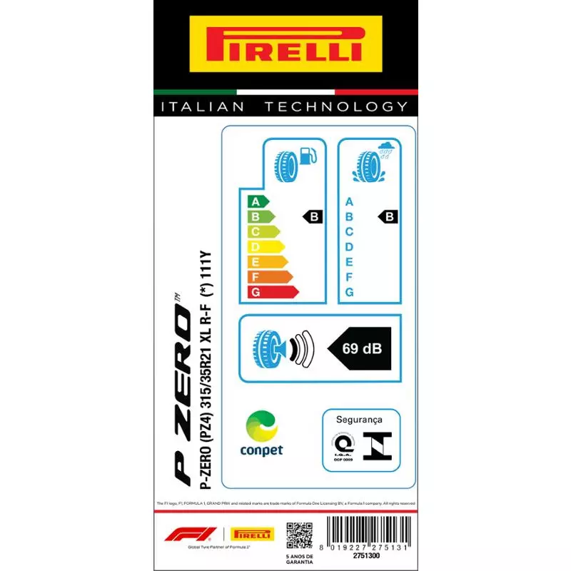 Pneu 315/35R22 P-Zero Run Flat 111Y Xl Aro 22 Pirelli