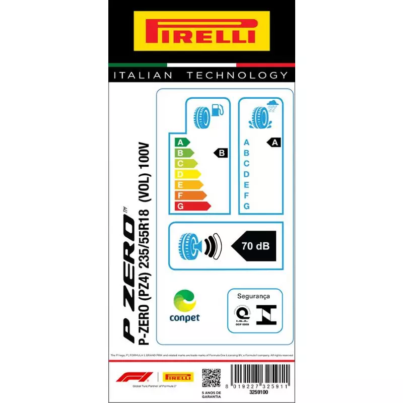 Pneu 235/55R18 P-Zero 100V (Vol) L.S. Aro 18 Pirelli