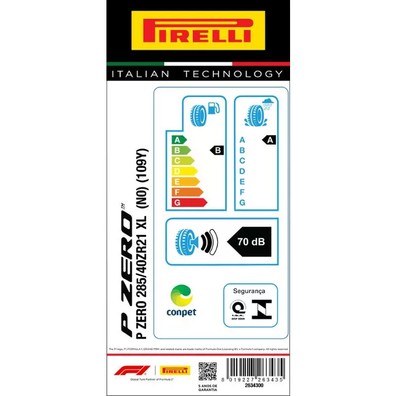 Pneu 285/40R21 P Zero 109Y Xl (N0) Aro 21 Pirelli