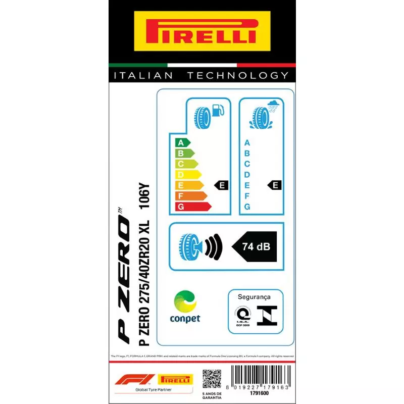 Pneu 275/40ZR20 P Zero 106Y Xl Aro 20 Pirelli