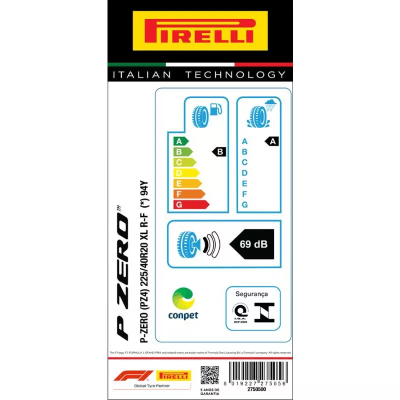 Pneu 225/40R20 P-Zero Run Flat 94Y Xl L.S. Aro 20 Pirelli