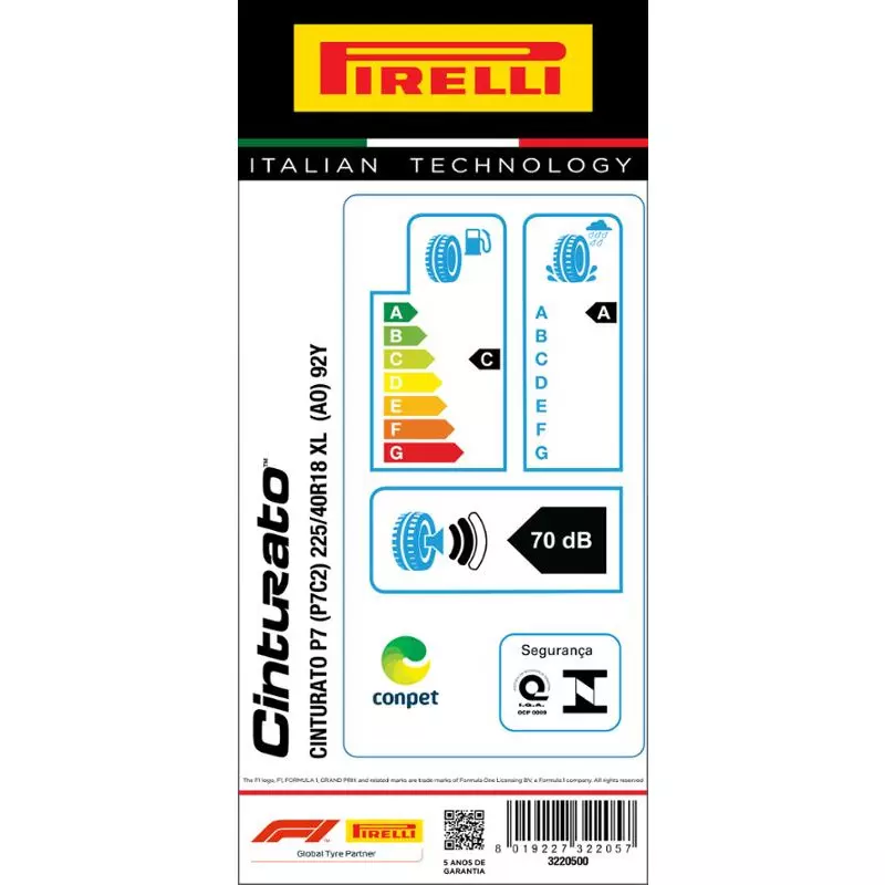 Pneu 225/40R18 Cinturato P7 (P7C2) 92Y Xl (Ao) Aro 18 Pirelli Pneu 225/40R18 Cinturato P7 (P7C2) 92Y Xl (Ao) Aro 18 Pirelli