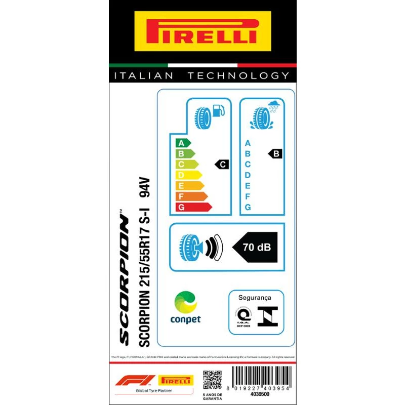 リール SHO5 Pneu 215/55R17 Scorpion 94V Seal Inside Aro 17 Pirelli