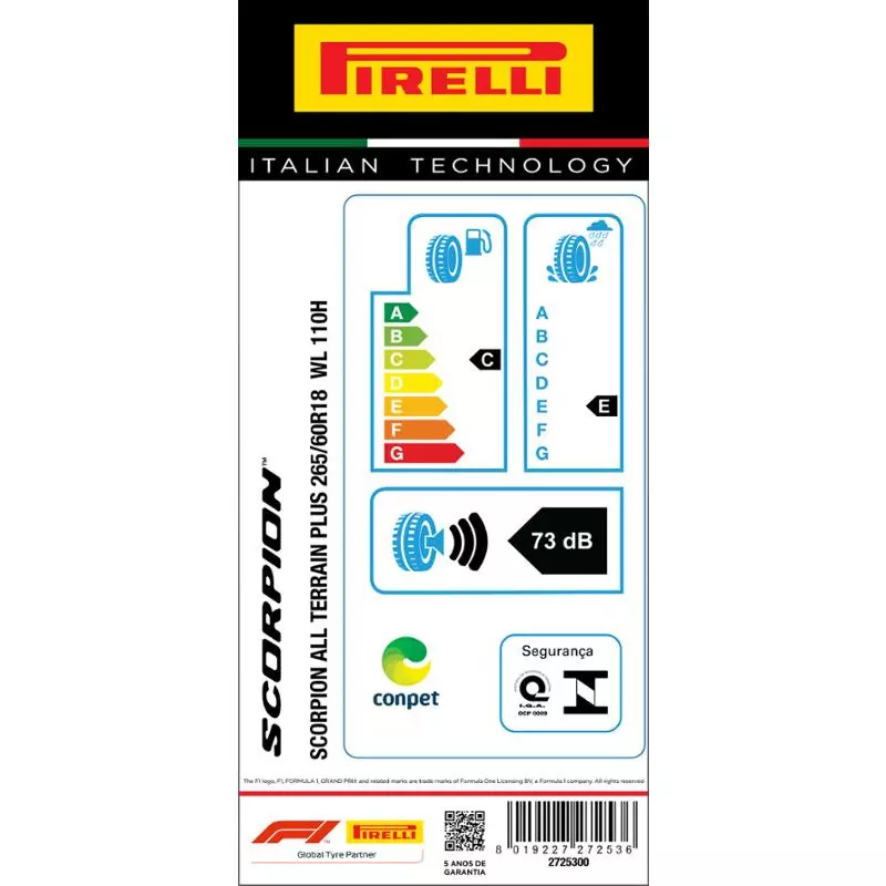 Pneu 265/60R18 Scorpion All Terrain Plus 110h Letra Branca