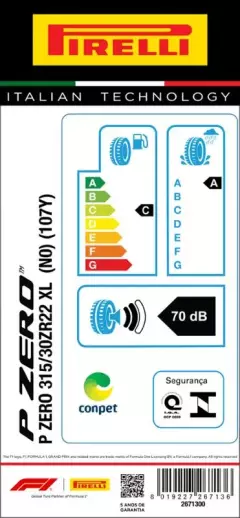 PNEU 315/30ZR22 P ZERO 107Y ARO 22 PIRELLI Original Porsche Cayenne