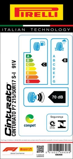 PNEU 215/50R17 CINTURATO P7 SEAL INSIDE 91V ARO 17 PIRELLI