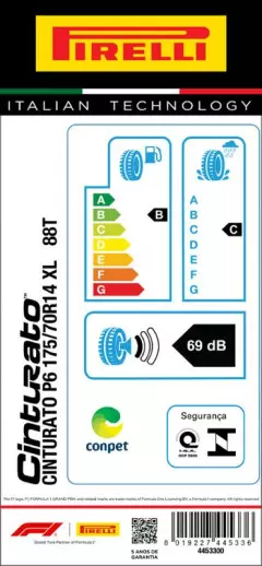 PNEU 175/70R14 CINTURATO P6 88T XL ARO 14 PIRELLI