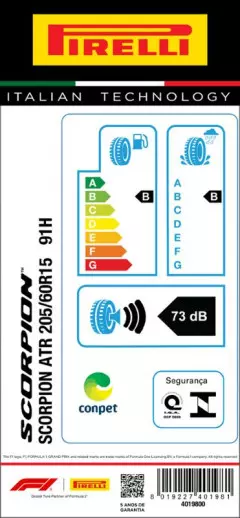 PNEU 205/60R15 SCORPION ATR 91H ARO 15 PIRELLI