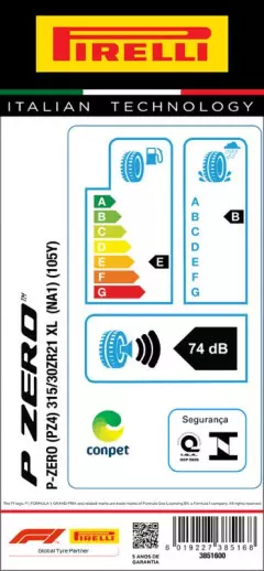 PNEU 315/30ZR21 P-ZERO 105Y XL ARO 21 PIRELLI Original Porsche 911