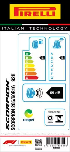 PNEU 205/60R16 SCORPION 92H ARO 16 PIRELLI