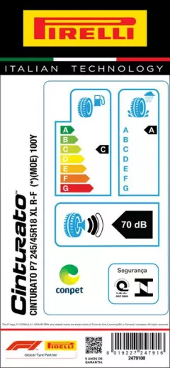 PNEU 245/45R18 CINTURATO P7 100Y RUN FLAT PIRELLI BMW Série 5 / Mercedes Classe CL, E