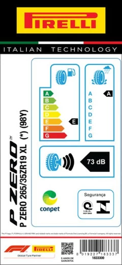 PNEU 265/35RZ19 P ZERO 98Y XL ARO 19 PIRELLI Original BMW M3, Série 3