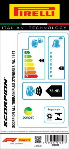 PNEU 275/65R18 SCORPION ALL TERRAIN PLUS 116T LETRA BRANCA ARO 18 PIRELLI