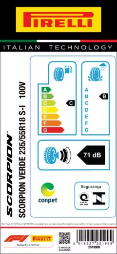 PNEU 235/55R18 SCORPION VERDE 100V SEAL INSIDE ARO 18 PIRELLI