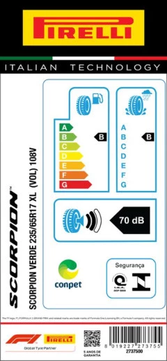 PNEU 235/65R17 SCORPION VERDE 108V XL (VOL) ARO 17 PIRELLI