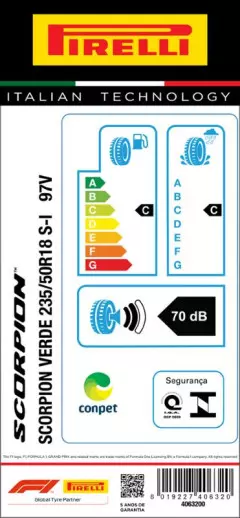 PNEU 235/50R18 SCORPION VERDE 97V SEAL INSIDE ARO 18 PIRELLI