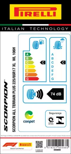 PNEU 225/65R17 SCORPION ALL TERRAIN PLUS LETRA BRANCA 106H ARO 17 PIRELLI Original Fiat Toro