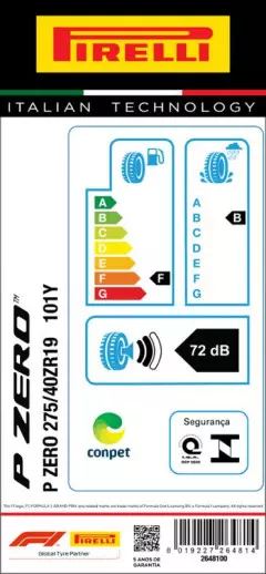 PNEU 275/40R19 P ZERO 101Y RUN FLAT PIRELLI Original BMW Série 5, Série 7, X4