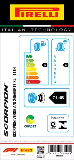 PNEU 245/65R17 SCORPION VERDE ALL SEASON 111H XL ARO 17 PIRELLI - LIQUIDAÇÃO