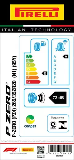 PNEU 265/35R20 P-ZERO 95Y ARO 20 PIRELLI Original Porsche 911 / 718 Boxster, 718 Cayman
