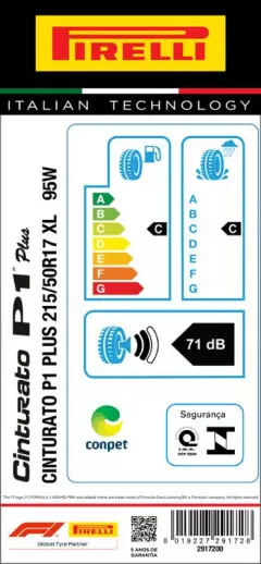 PNEU 215/50R17 CINTURATO P1 PLUS  95W XL ARO 17 PIRELLI - LIQUIDAÇÃO