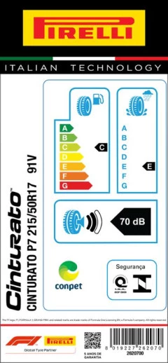 KIT 4 PNEUS 215/50R17 91V CINTURATO P7 SEAL INSIDE ARO 17 PIRELLI
